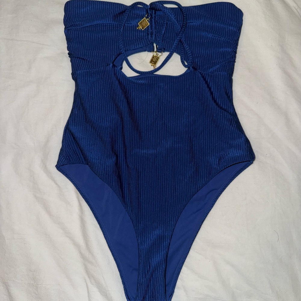 Bydee Blue Ribbed One-Piece Swimsuit